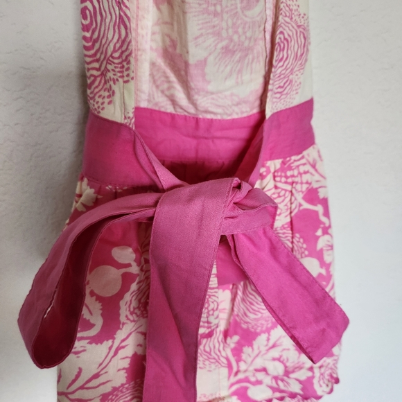 Simply Envogue Sweet Whisper retro pink white floral print ruffle apron cute NWT - Picture 3 of 12